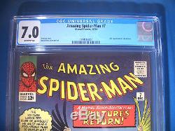 1963 Amazing SPIDER-MAN #7 Marvel Comics CGC Graded 7.0 FN/VF Off WHITE Pages