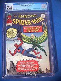 1963 Amazing SPIDER-MAN #7 Marvel Comics CGC Graded 7.5 VF- RARE WHITE Pages