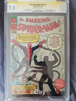 1963 Amazing Spider-Man #3 CGC 7.5 VF- Signed STAN LEE 1st Doctor Octopus Marvel