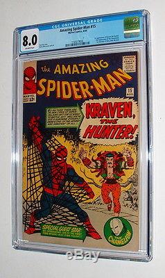 1964 Amazing Spider Man Issue #15 Comic Book Cgc Graded 8.0 Condition
