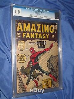 AMAZING FANTASY #15 CGC 1.8 1st Appearance of Spiderman 1962 UNRESTORED