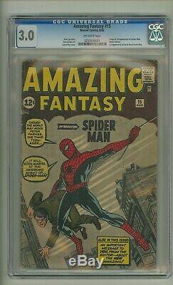 AMAZING FANTASY 15 (CGC 3.0) O/W pages 1st app. SPIDER-MAN NO MARVEL CHIPPING