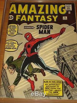 AMAZING FANTASY #15 CGC 4.5 VG+ (1st Spider-Man OWithW No Marvel Chipping)