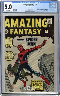 AMAZING FANTASY #15 (Spider-Man 1st appearance) CGC 5.0 OW TERRIFIC EYE APPEAL