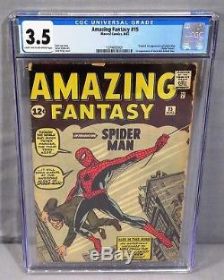 AMAZING FANTASY #15 (Spider-Man, Peter Parker 1st app) CGC 3.5 VG- Marvel 1962