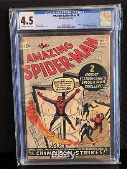 AMAZING SPIDER-MAN #1 CGC 4.5 OWithWH PAGES 1ST APP J. JONAH JAMESON CHAMELEON