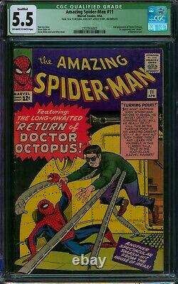 AMAZING SPIDER-MAN #11? CGC 5.5 Qualified? 2nd App DOCTOR OCTOPUS! 1964 Comic