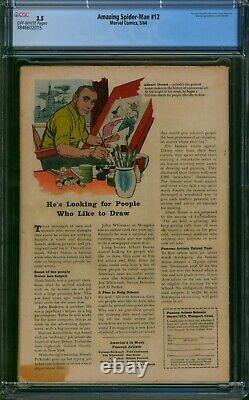 AMAZING SPIDER-MAN #12? CGC 3.5? 3rd App of DOCTOR OCTOPUS 1964 Marvel Comic