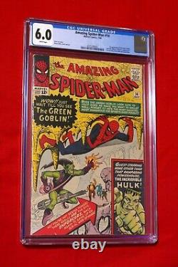 AMAZING SPIDER MAN 14 CGC 6.0 1st Appearance GREEN GOBLIN 7/64 WHITE PAGES! HULK