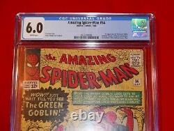AMAZING SPIDER MAN 14 CGC 6.0 1st Appearance GREEN GOBLIN 7/64 WHITE PAGES! HULK