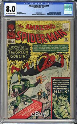 AMAZING SPIDER-MAN #14 CGC VF 8.0 1st GREEN GOBLIN 1964 INCREDIBLE HULK