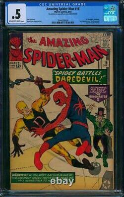 AMAZING SPIDER-MAN 16 CGC 0.5? 1ST DAREDEVIL XOVER 2nd Ringmaster? Marvel 1964