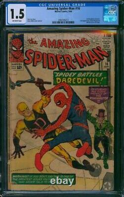 AMAZING SPIDER-MAN 16? CGC 1.5? 1ST DAREDEVIL XOVER 2nd Ringmaster Marvel 1964