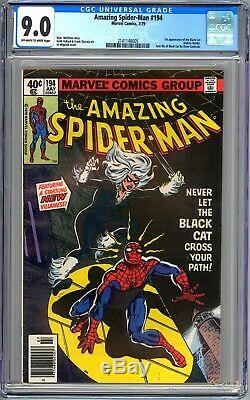 AMAZING SPIDER-MAN #194 CGC 9.0 OWithWP VF/NM BLACK CAT FELICIA HARDY NEWSSTAND