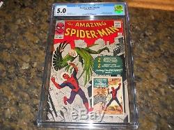 AMAZING SPIDER-MAN #2 CGC 5.0 1st APPEARANCE THE VULTURE TERRIBLE TINKERER 1963