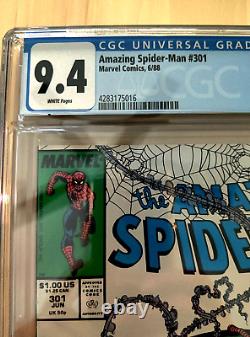 AMAZING SPIDER-MAN #301 (1988) CGC 9.4 NM WP SILVER SABLE Custom Label