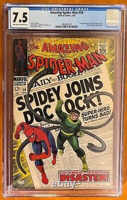 AMAZING SPIDER-MAN #56 CGC 7.5 VF- OWithWH 1st Captain George Stacy 1968