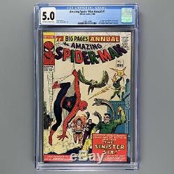 AMAZING SPIDER-MAN ANNUAL 1 CGC 5.0 1st appearance SINISTER SIX OW to WHITE 1963