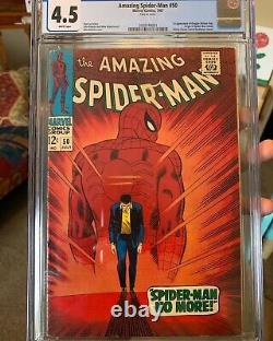 AMAZING SPIDERMAN #50? CGC 4.5 WHITE PAGES? 1ST KINGPIN! Hot Book? 1967
