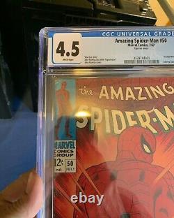 AMAZING SPIDERMAN #50? CGC 4.5 WHITE PAGES? 1ST KINGPIN! Hot Book? 1967
