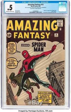 Amazing Fantasy 15, 1962, CGC 0.5 Unrestored, OWithW, 1st Spider-man, beautiful
