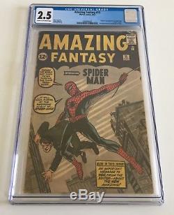 Amazing Fantasy #15 1962 CGC 2.5 GD+ 1st Appearance and Origin of Spider-Man
