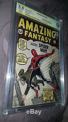 Amazing Fantasy 15 (1962) Spider-man 3.5 (VG-), Stan Lee Sig, CBCS (not CGC)