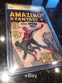 Amazing Fantasy #15 1st Spider-Man (1962)! CGC 4.0 SS Stan Lee Signed in silver