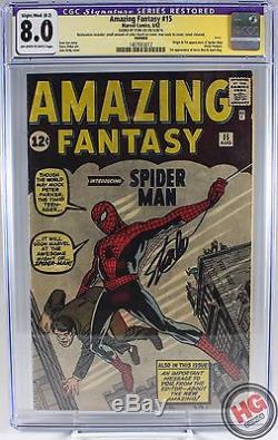 Amazing Fantasy 15 8/62 CGC 8.0 Stan Lee SIGNED 1st Spider-Man Marvel Silver Key