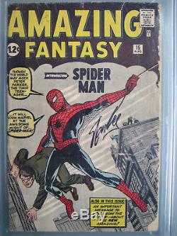 Amazing Fantasy #15 CGC 1.8 SS Signed Stan Lee Origin & 1st Spider-Man