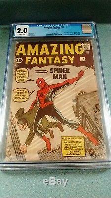 Amazing Fantasy #15 CGC 2.0. Unrestored. 1st appearance Spider-man