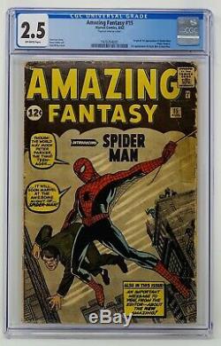 Amazing Fantasy #15 CGC 2.5 OW Marvel 1962. Origin & 1st App. Of Spider-Man