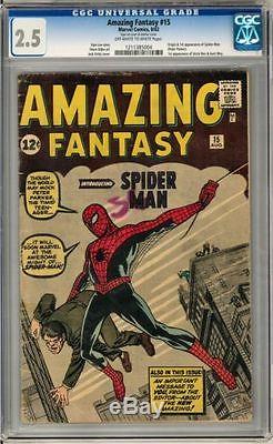Amazing Fantasy #15 CGC 2.5 (OW-W) Origin & 1st Appearance of Spider-Man