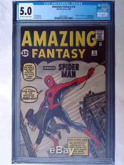 Amazing Fantasy #15 CGC 5.0 OWW (1962) 1st app / origin Spider-man Great appeal