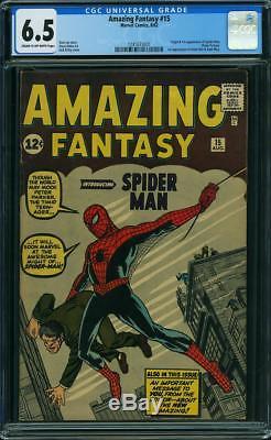 Amazing Fantasy #15 CGC 6.5 FN+ Unrestored Marvel 1st Spider-Man CR/OW Pages