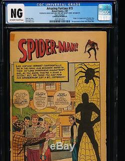 Amazing Fantasy # 15 CGC NG OWithWHITE Pgs. Coverless missing 1 non-story page