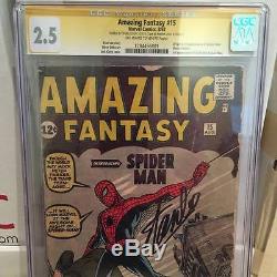 Amazing Fantasy #15 Cgc 2.5 Signed Stan Lee 1st App Spider-man Rare Grail Key