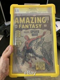 Amazing Fantasy #15 Cgc 2.5 Signed Stan Lee Af15 1st Appearance Spider-man