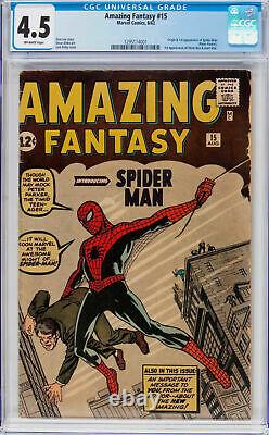 Amazing Fantasy #15 Cgc 4.5 Ow Pages Origin & 1st App Spider-man #1295114001