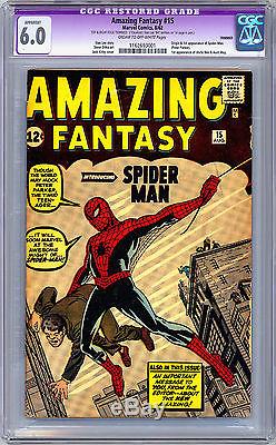 Amazing Fantasy #15 Cgc 6.0 Signed Stan Lee 1st Spider-man App Restored 1963