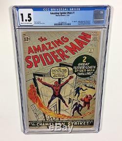 Amazing Spider-Man #1 CGC 1.5 KEY (Nicest 1.5 on eBay!) No Reserve! 1963 Marvel