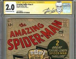 Amazing Spider-Man #1 CGC 2.0 GD SIGNED STAN LEE SPIDER-MAN ORIGIN RETOLD Marvel