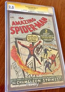 Amazing Spider-Man #1 CGC 2.5 Silver Age 3/1963 Key Grail Comic Stan Lee Signed