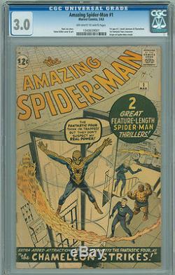 Amazing Spider-Man 1 CGC 3.0 G/VG OWithW Marvel 1963 Origin First Issue