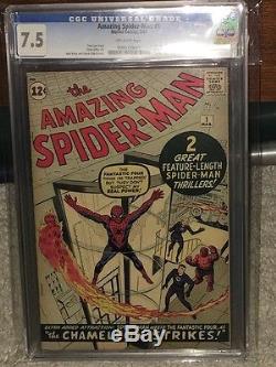 Amazing Spider-Man #1 CGC 7.5 1963 Silver Age Holy Grail! F11 991 cm
