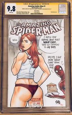 Amazing Spider-Man #1 Mary Jane Original Art Sketch & Signed Frank Cho CGC 9.8