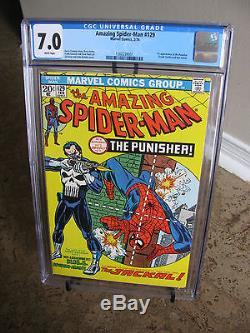 Amazing Spider-Man 129 CGC 7.0 White Pages First 1st Punisher New Case Feb 1974