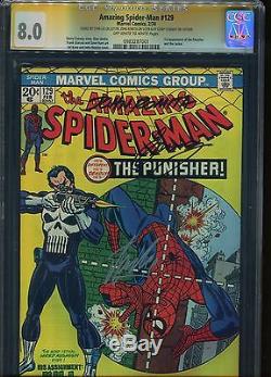 Amazing Spider-Man #129 CGC 8.0 Signed Stan Lee +2 1st app of the Punisher