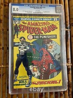 Amazing Spider-Man 129 CGC 8.0 White Pages! 1st Punisher! Sharp Copy