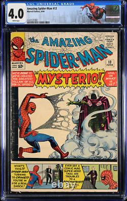 Amazing Spider-Man #13 (1964) CGC 4.0, Custom Mint Case! White! 1st Mysterio